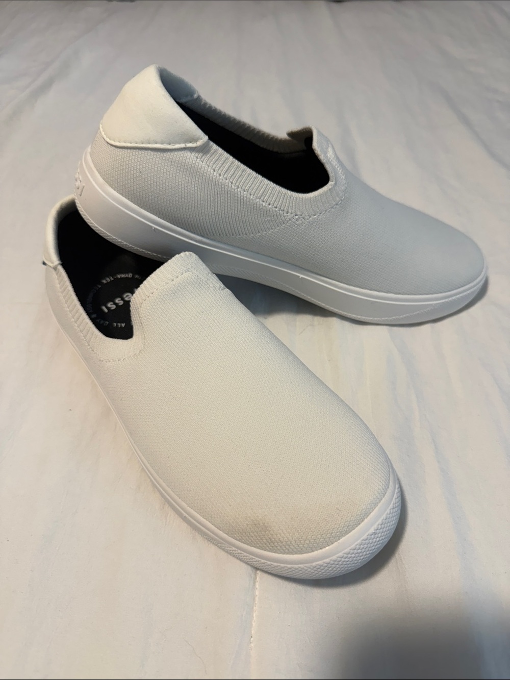 Vessi All-White Slip-On Knit Sneakers Size 7